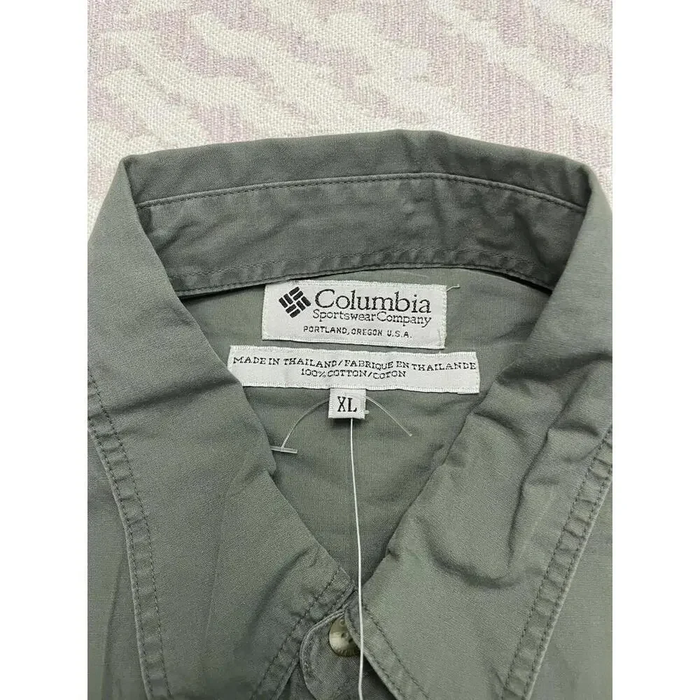 Columbia Men’s Green Button Down Short Sleeve Shirt Size XL - Picture 9 of 9
